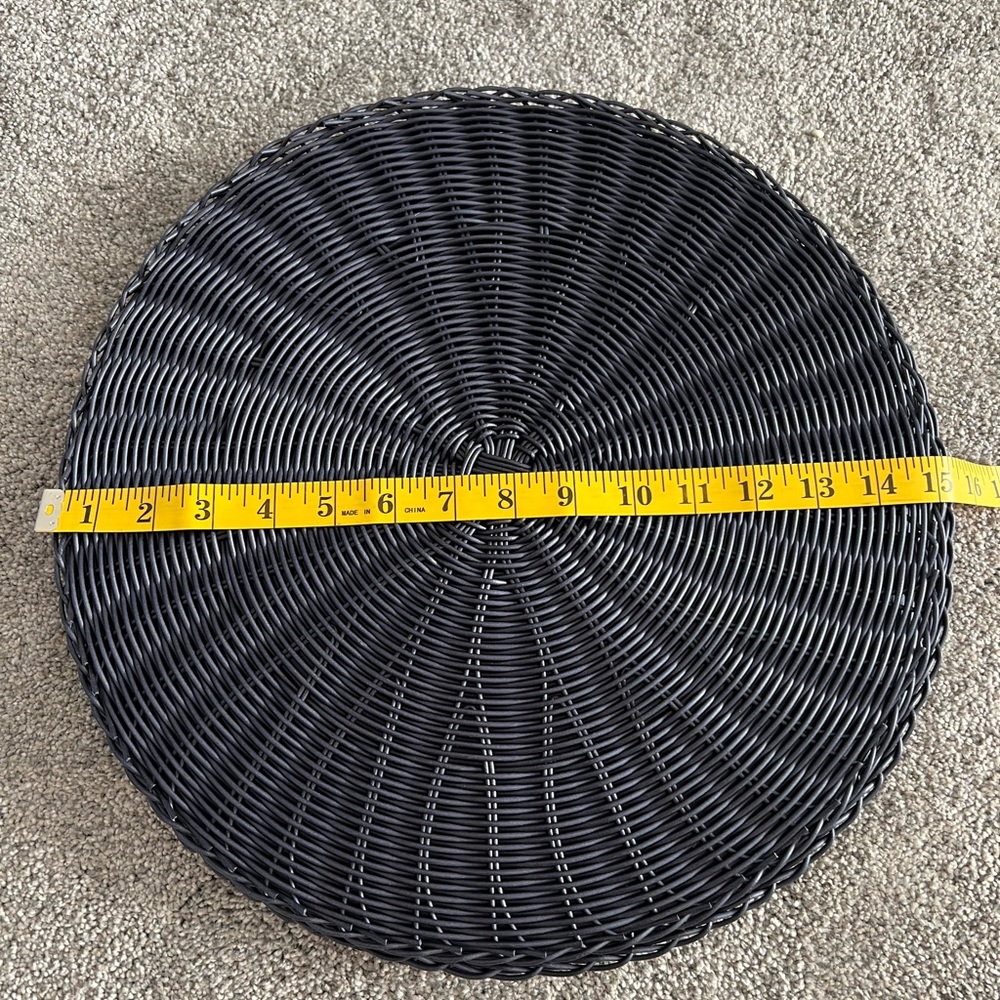 Navy Round table placemats. 15” inches wide- wicker material
